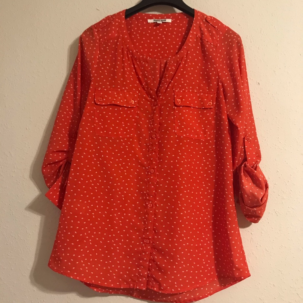 Daniel Rainn orange printed long sleeved blouse